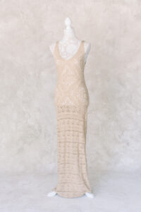 Knitted tight neutral dress on a dress form as a maternity option for clients who want to shoot maternity photography with Amy Captures Love in Orange County, California